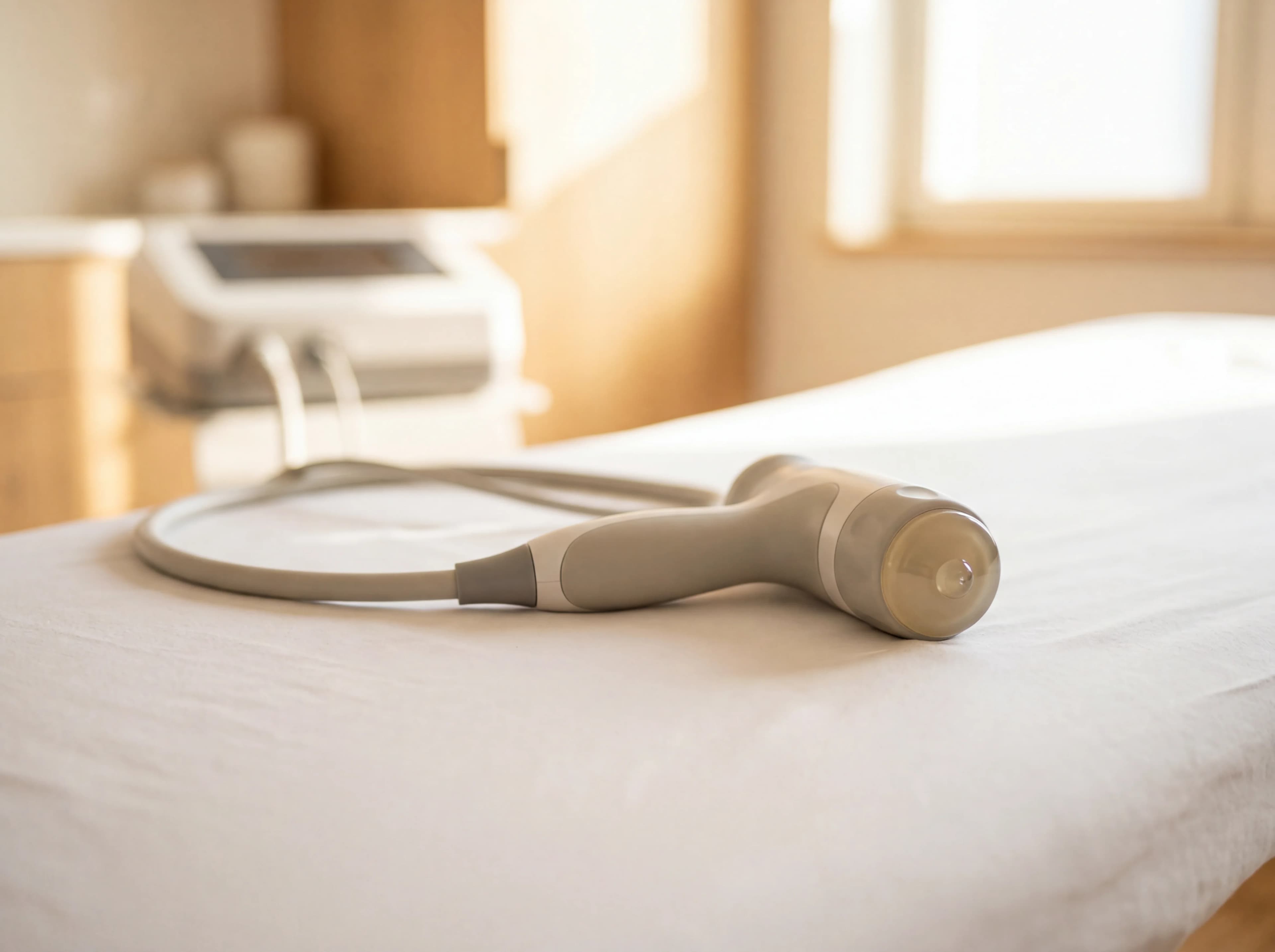 Stoßwellentherapie-Gerät auf Behandlungsliege