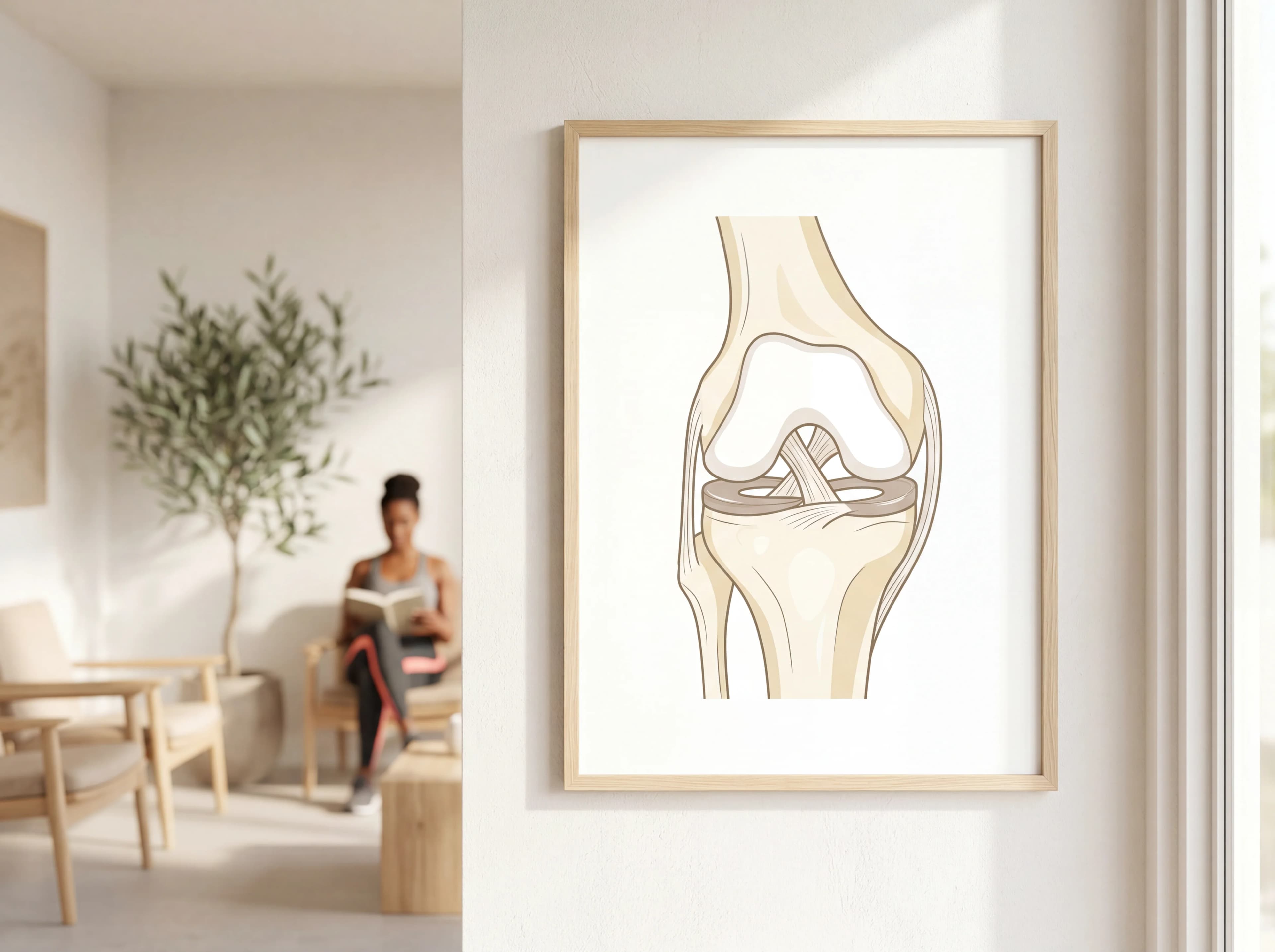 Anatomische Illustration des Kniegelenks – Meniskus und Kreuzband