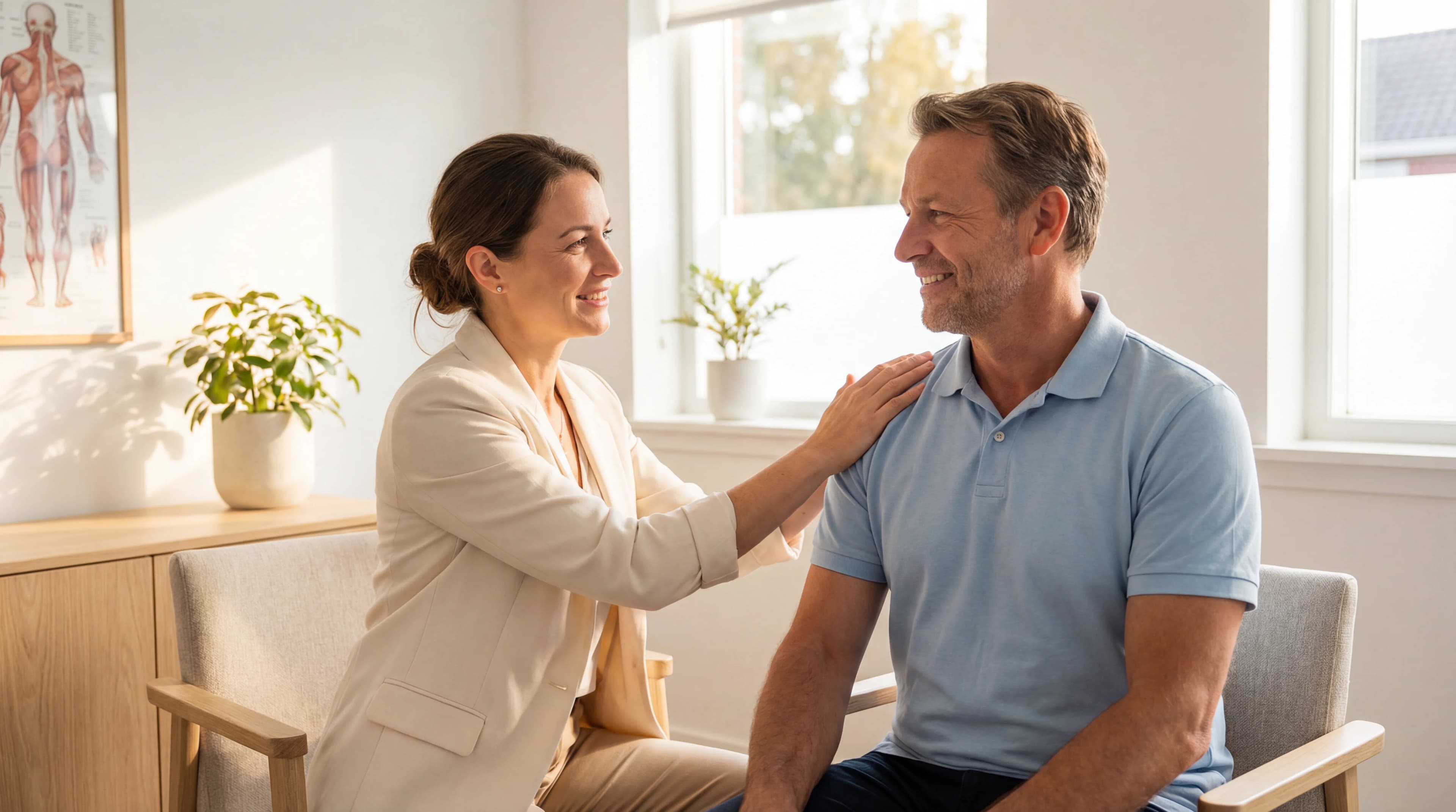 Schulterspezialist untersucht Patient